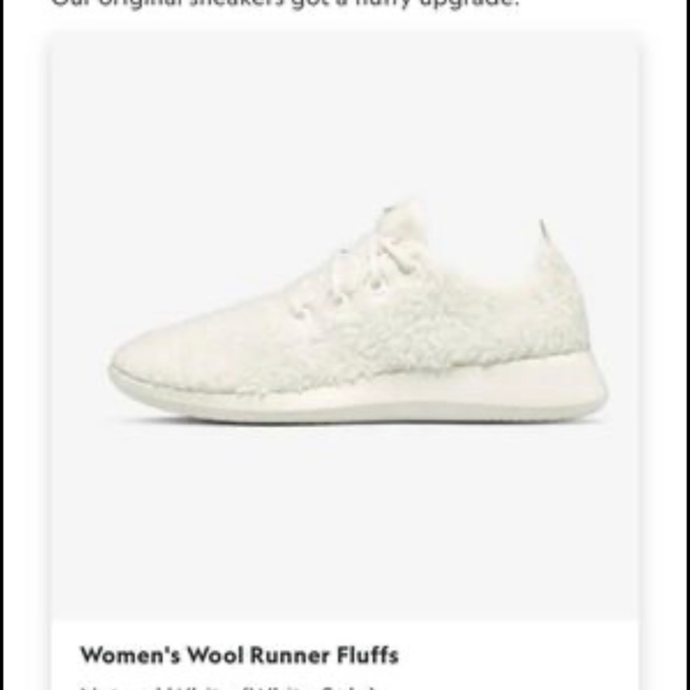 Size 8 white fluffy Allbirds brand new in box.